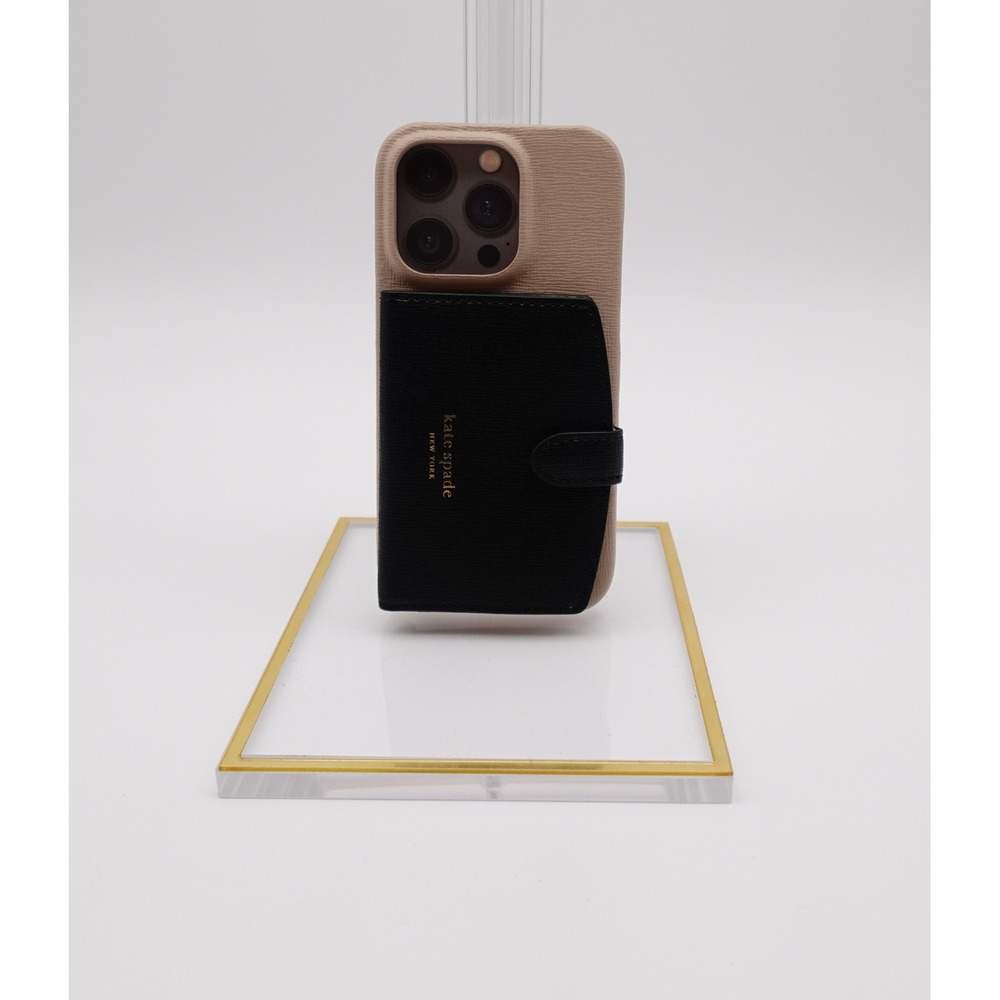 Kate Spade Morgan Colorblocked iPhone 14 Pro Cardholder Case Beige Black NIB